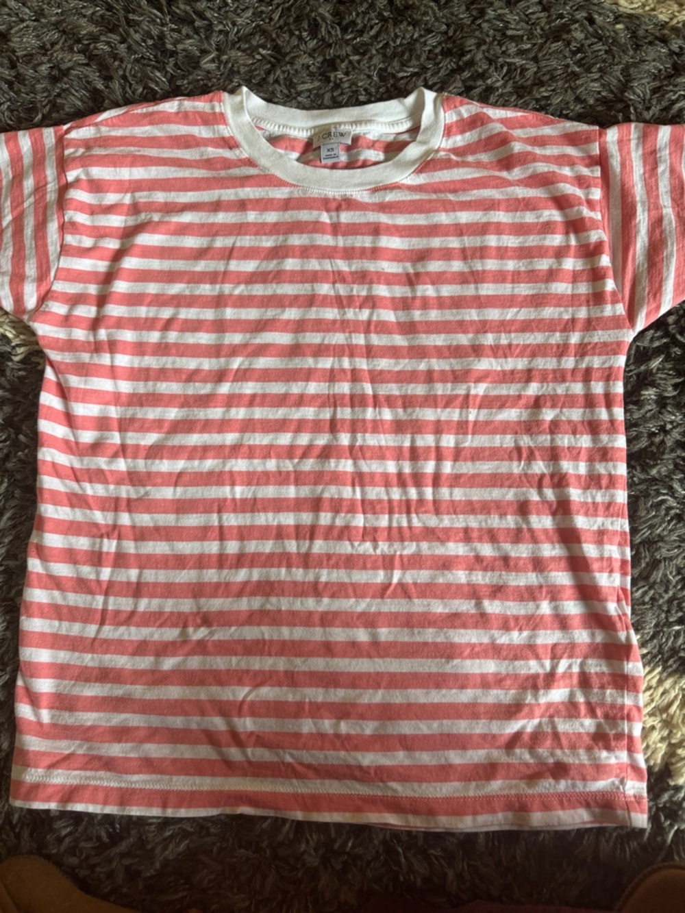 J. Crew Pink and White Striped Short Sleeve Tee